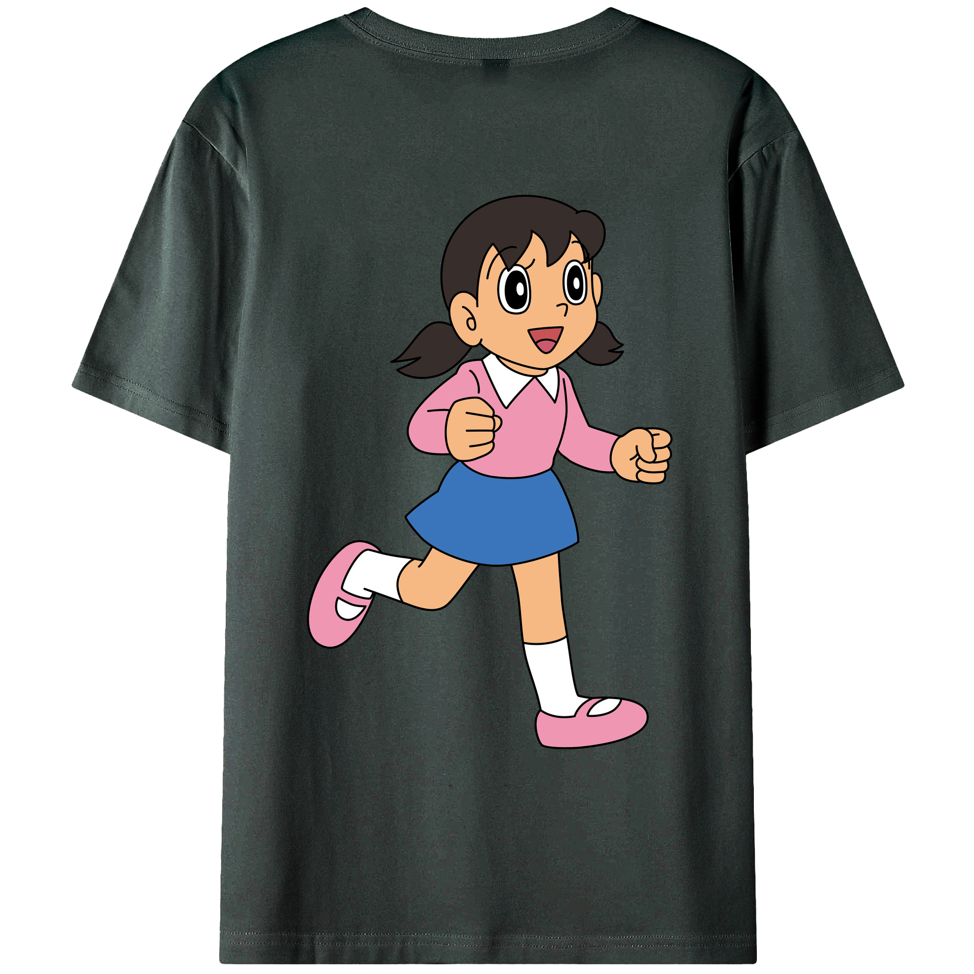 （画像用） ドラえもん みなもと しずか Doraemon Shizuka Minamoto 綿100％ メンズ半袖Tシャツ（バックプリント） 通気性